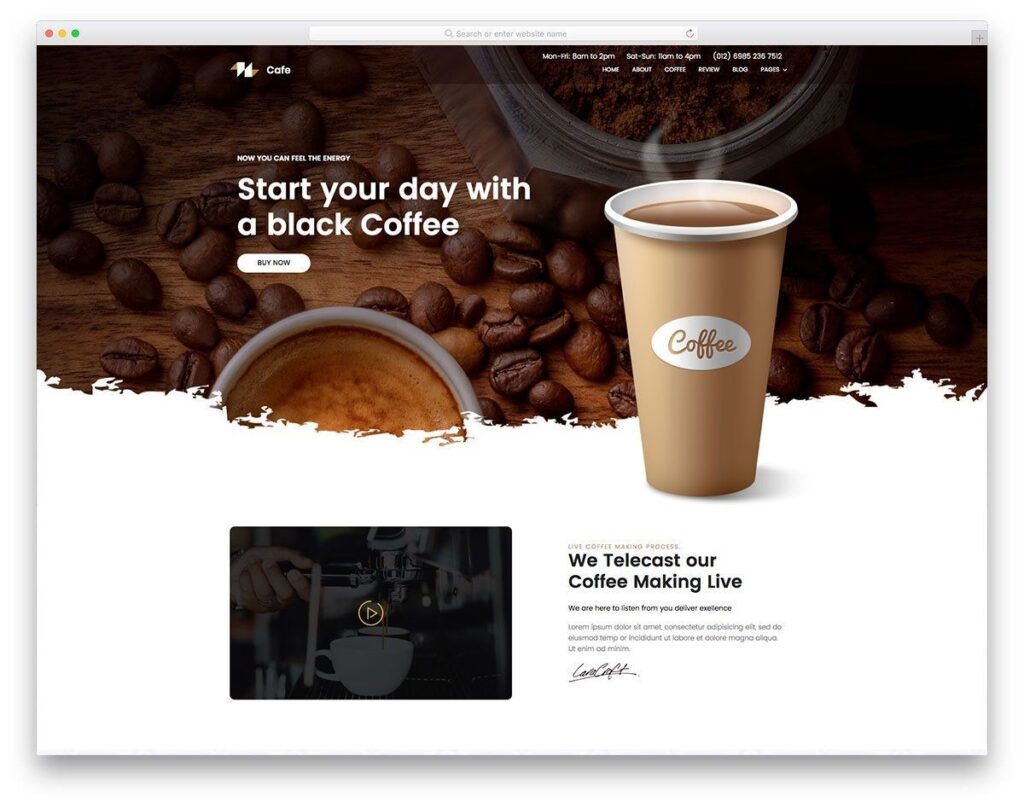 طراحی سایت قهوه فروشی